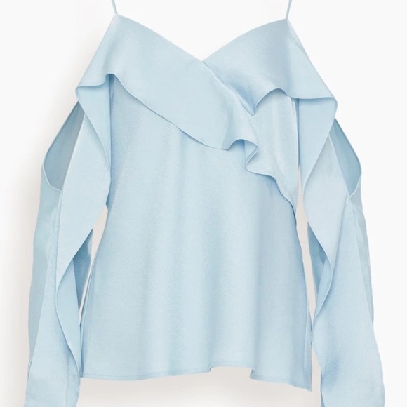 ❤️ Brand new with tags Jonathan Simkhai Diane off shoulder top in light sky - Picture 3 of 10
